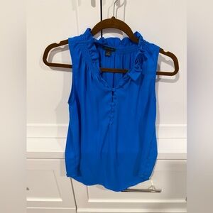 Ann Taylor Vibrant Blue Ruffled Blouse